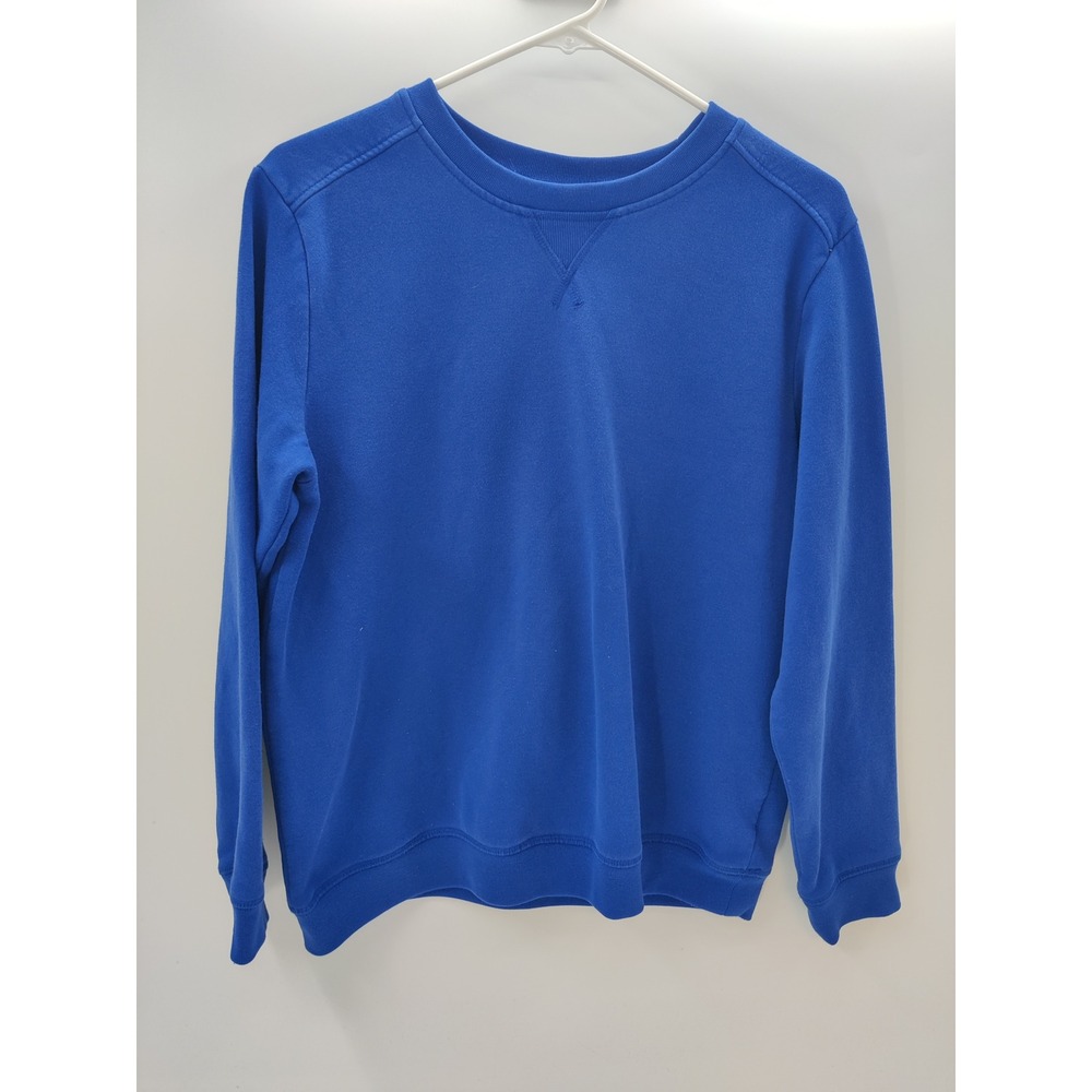 Karen Scott Sport Womens Royal Blue Crew Neck Fleece Sweatshirt Size M Pullover
